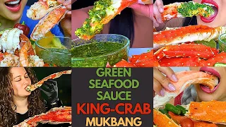 😋🦀🌿 ASMR KING CRAB LEGS With Tangy GREEN SEAFOOD SAUCE Mukbang | MUKBANG COMPILATION🌶️🍽️🔥