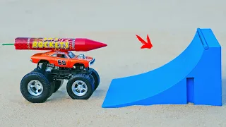 XXL Rocket With Toy Monster Truck vs Ramp