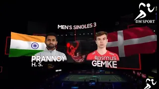 Thomas Cup 2022 SF | India Prannoy H.S vs Denmark Rasmus Gemke