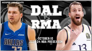 Dallas Mavericks vs Real Madrid Full Game Highlights | Oct 10 | 2023-24 NBA Preseason