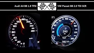 Audi A4 B8 1.8 TFSI VS. VW Passat B8 2.0 TDI SCR - Acceleration 0-100km/h