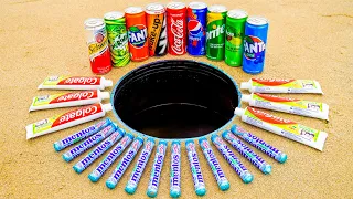 Experiment: Toothpaste vs Pepsi, Coca Cola, Fuze Tea, Sprite, Fanta and Mentos Underground