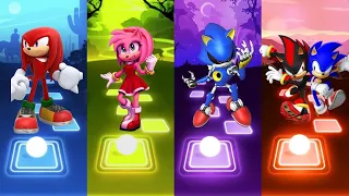 Knuckles Sonic 🆚 Sonic love Shadow Sonic 🆚 Matel Blue Sonic 🆚 Amy Rose Sonic | Sonic Tiles Hop