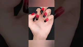 How to do Gradient Nailart | Red  to Black Ombre Nailart design #shorts#gradientnailart#ombrenails