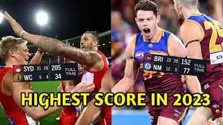 EVERY AFL TEAMS HIGHEST SCORE IN 2023