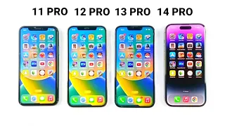 iPhone 14 Pro Vs 13 Pro Vs 12 Pro Vs 11 Pro - iOS 16.6 SPEED TEST (2023)