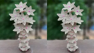 Easy Jute Burlap Flower With Flower Vase || Flower And Vase From Jute Burlap