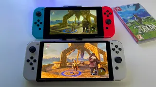 Nintendo Switch OLED vs Switch V2 comparison | review gameplay Zelda