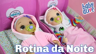 ROTINA DA NOITE DAS GÊMEAS NINA E HANNA TOMANDO BANHO E MAMADEIRA