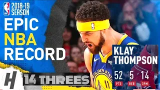 Klay Thompson UNREAL NBA RECORD 14 Threes! 2018.10.29 vs Bulls - 52 Pts in 3 Quarters!
