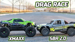 Traxxas Xmaxx 8S vs Losi Super Baja Rey 2.0 8S Drag Race