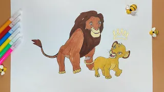 Drawing and Coloring the Greatest Simba The Lion King - easy drawing step by step
