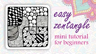 Zentangle mini tutorial for beginners , zentangle art , doodling , easy tangle art