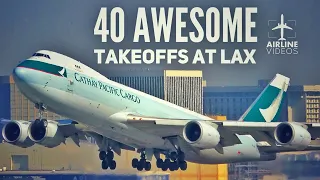 40 AWESOME TAKEOFFS at LAX - 25 minutes of Los Angeles PLANE SPOTTING