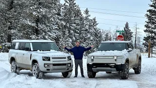 Rivian vs Land Rover! Electric vs Combustion Powertrain Control Strategy In Snow