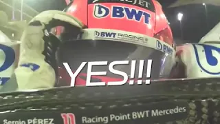 Sergio Perez's reaction after winning Sakhir Grand Prix