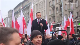 Jeszcze Polska nie zginęła! Przemówienie Andrzeja Dudy i odśpiewanie hymnu - Warszawa 11.11.2018