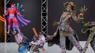 New iron studios magneto and scarecrow statues on display sdcc 2023