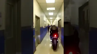 Yamaha R1 going through a school during class  #SHORTS