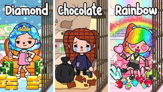 Chocolate Girl vs Diamond Girl vs Rainbow Girl In Jail | Toca Life Story | Toca Boca