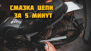 Как почистить и смазать цепь за 5 минут. Geon scrambler 250. Лучшая смазка НЕ Motul