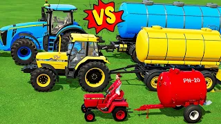 MINI & BIG TRACTOR & TANKER vs HARD PARKOUR with WALL TRAP - TRACTORS vs PARKOUR! FS22