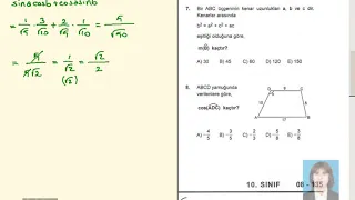 10135 Trigonometri | Sinüs, Kosinüs Teoremleri ve Yarım Açı