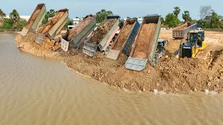 The Best And Good Work Bulldozer SHANTUI DH C2 VS SHANTUI C3 Push Land In Water And DumpTruck HACMAN