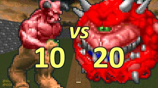 10 Barons of Hell vs 20 Cacodemons - Monster Infighting - Doom Retro Battles