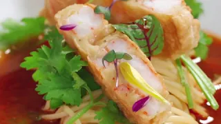 Spicy Shrimp Noodle Soup with Fried Shrimp Cake