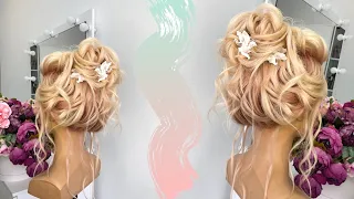 Updo hairstyle for Prom 2022 / Высокий пучок / Красивая прическа на выпускной 2022