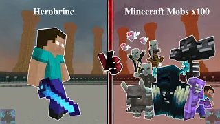 Mob Battle, Herobrine vs Every 100 Minecraft Mobs