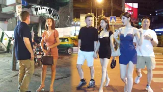 [4k] Thailand Bangkok Thermae Cafe to Nana Plaza Street Nightlife Scenes So Many Freelancers!