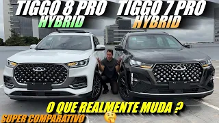 COMPARATIVO TIGGO 7 PRO Hybrid 2025 vs TIGGO 8 PRO Hybrid Plug-in 2025. O que realmente muda?