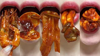 asmr SPICY SEAFOOD BOIL MUKBANG 매운 해물찜 SHRIMP MUSHROOM eating sounds