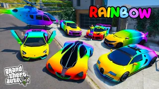 GTA 5 - Stealing LUXURY RAINBOW CARS Vehicles with Franklin! (Real Life Cars #135)