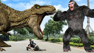 Most Dramatic T-rex attack | T-rex Vs King Kong | Jurassic Park Fan-Made Film | Dinosaur TOP Videos