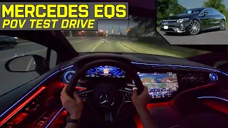 INSANE AMBIENT LIGHTING! - 2022 Mercedes-Benz EQS 580 - Sunset POV Test Drive