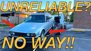 Who says BMW's are unreliable? Project E34 disintegrates on its first drive! Part 8