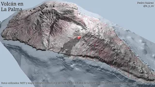 Volcán de La Palma, colada de lava y cauces de barrancos.