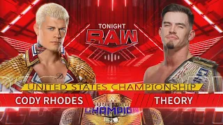 Theory vs Cody Rhodes (United States Championship - Full Match Part 1/2)