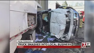 Surveillance video captures truck smashing into storage business in Greenville Co.
