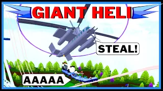 ROLLER COASTER & HELICOPTER BATTLE - 100,000x SPEED CARTS Trolling In Build A Boat ROBLOX
