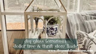 DIY Standing Glass Terrarium: Thrifted Stool & Dollar Tree Upcycle Project