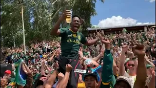 South Africans celebrate winning the Rugby World Cup | AFP