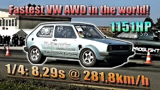 NEW VW AWD WORLD RECORD! 16Vampir Golf Mk1 AWD 1151HP 8,29s @ 281km/h