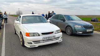 Не надо ЗЛИТЬ JDM. Chaser 100 (500л.с.) vs OCTAVIA A7 1.8T (360л.с.), AUDI A5 vs GOLF 7 GTI vs TESLA