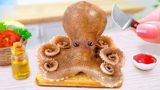 Tasty Japanese Octopus Sushi Recipe Idea 🐙 Best Satisfying Miniature Seafood Cooking by Mini Yummy