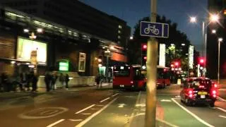 London's Buses around Waterloo at night on 3rd Oct 2014