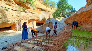 Construction of the garden next to the shelter under the cave last summer